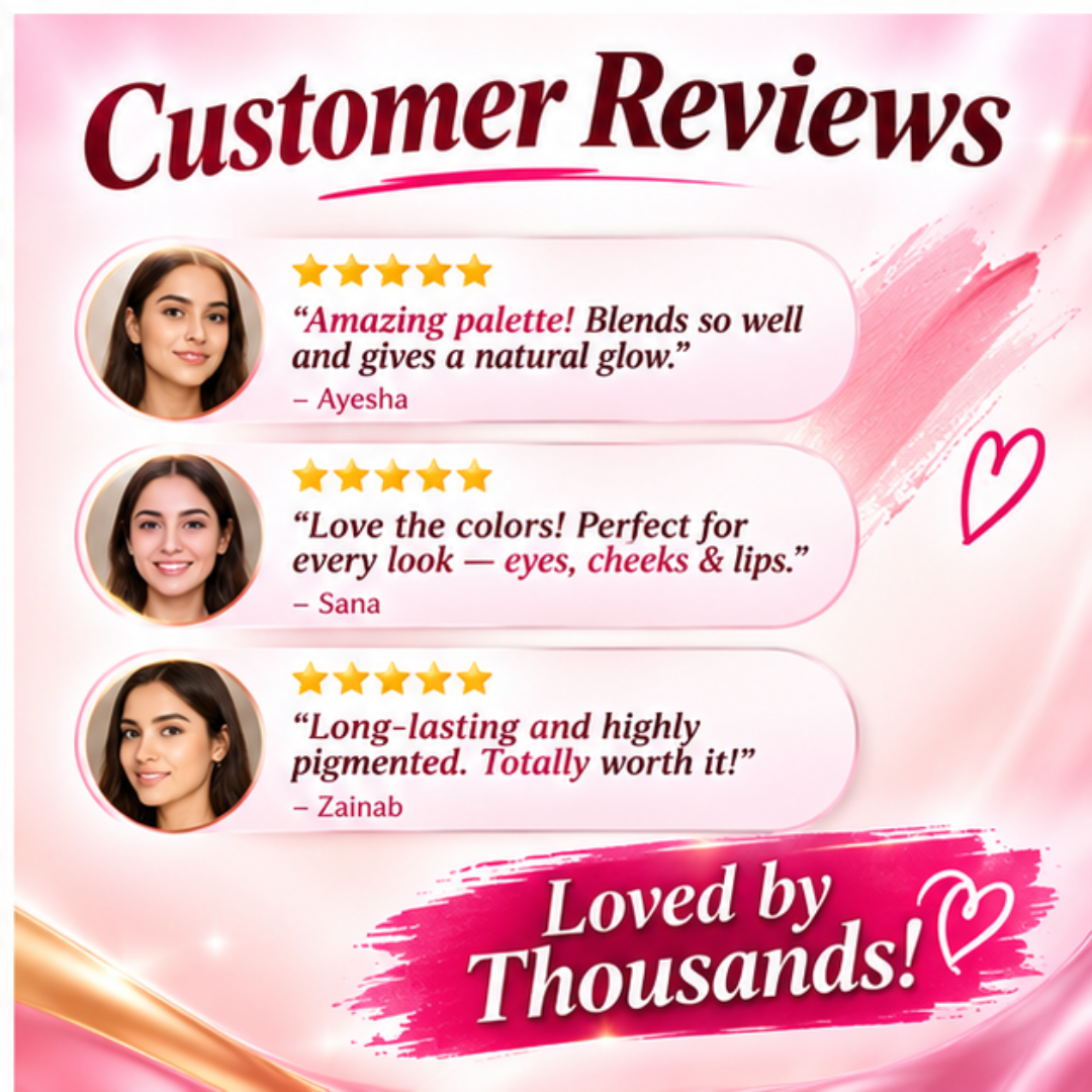 Nadia Hussain Bling Face Palette – 4-in-1 Contour, Matte Blush, Shimmer Blush & Highlighter – One Palette, Endless Glow – Rich Pigment, Soft & Blendable – Multi-Use for Eyes, Cheeks & Lips
