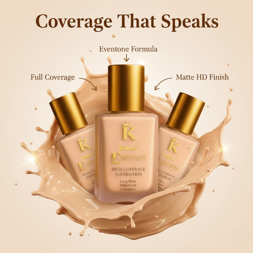 Kashes Radiance Trio Bundle | Full Coverage Foundation, 24K Gold Primer & Free Beauty Blender | Instant Glow