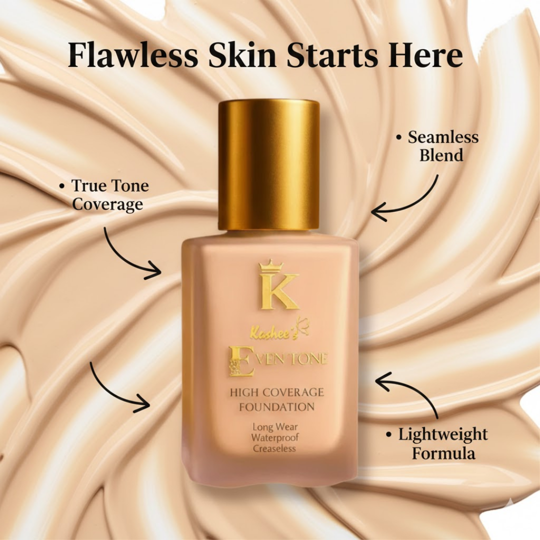 Kashes Radiance Trio Bundle | Full Coverage Foundation, 24K Gold Primer & Free Beauty Blender | Instant Glow