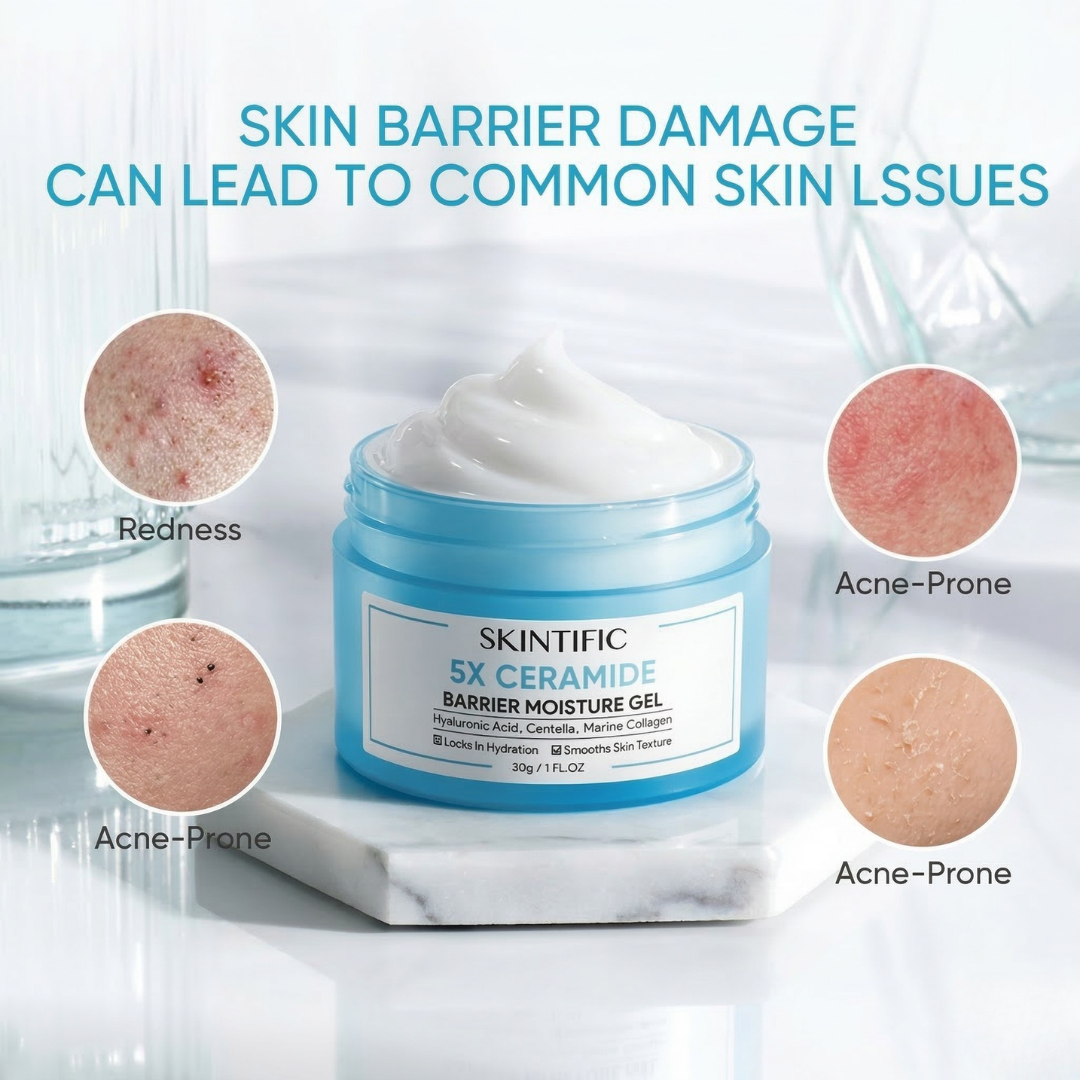 SKINTIFIC 5X Ceramide Barrier Moisture Gel | Lightweight Repairing Moisturizer with Hyaluronic Acid, Centella & Marine Collagen | Soothes Redness, Oil Control & 24H Hydration