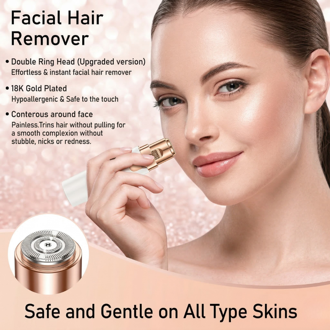 Urban Yog Electric Facial Hair Remover | Painless, Instant & Safe for Sensitive Skin | Portable with Stainless Steel Blades & USB Charging