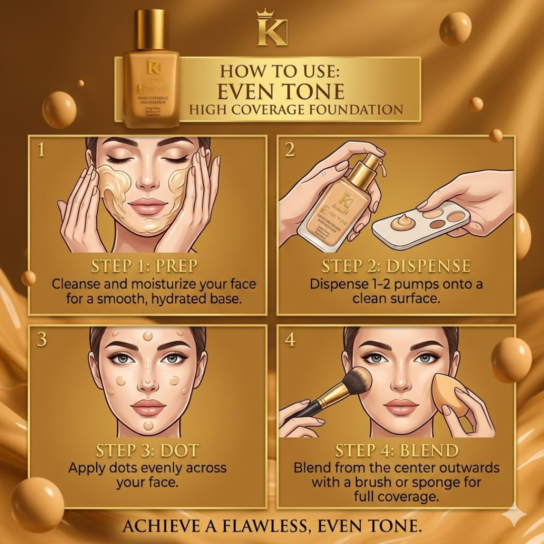 Kashes Radiance Trio Bundle | Full Coverage Foundation, 24K Gold Primer & Free Beauty Blender | Instant Glow