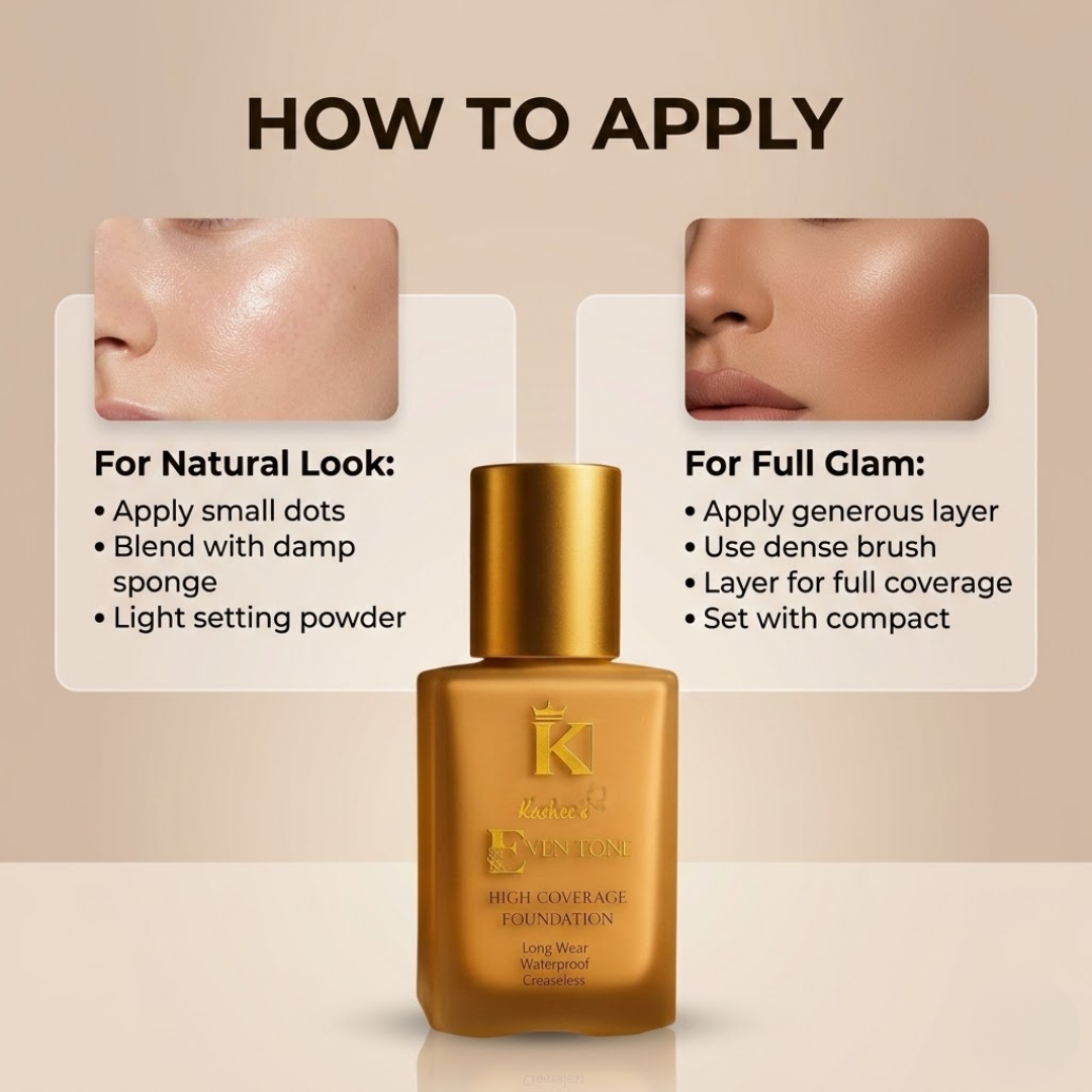 Kashe's Flawless Look Trio Bundle | High Coverage Foundation, Blush Highlighter & Glass Lips | Waterproof & Long-Lasting