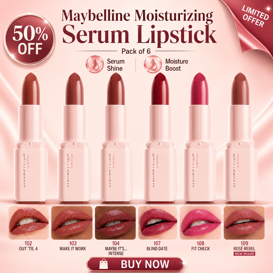 Maybelline Moisturizing Serum Lipstick – Serum Shine, Moisture Boost – Hydrating Color That Lasts – Infused with Serum – Long-Lasting, Moisturizing Lip Color