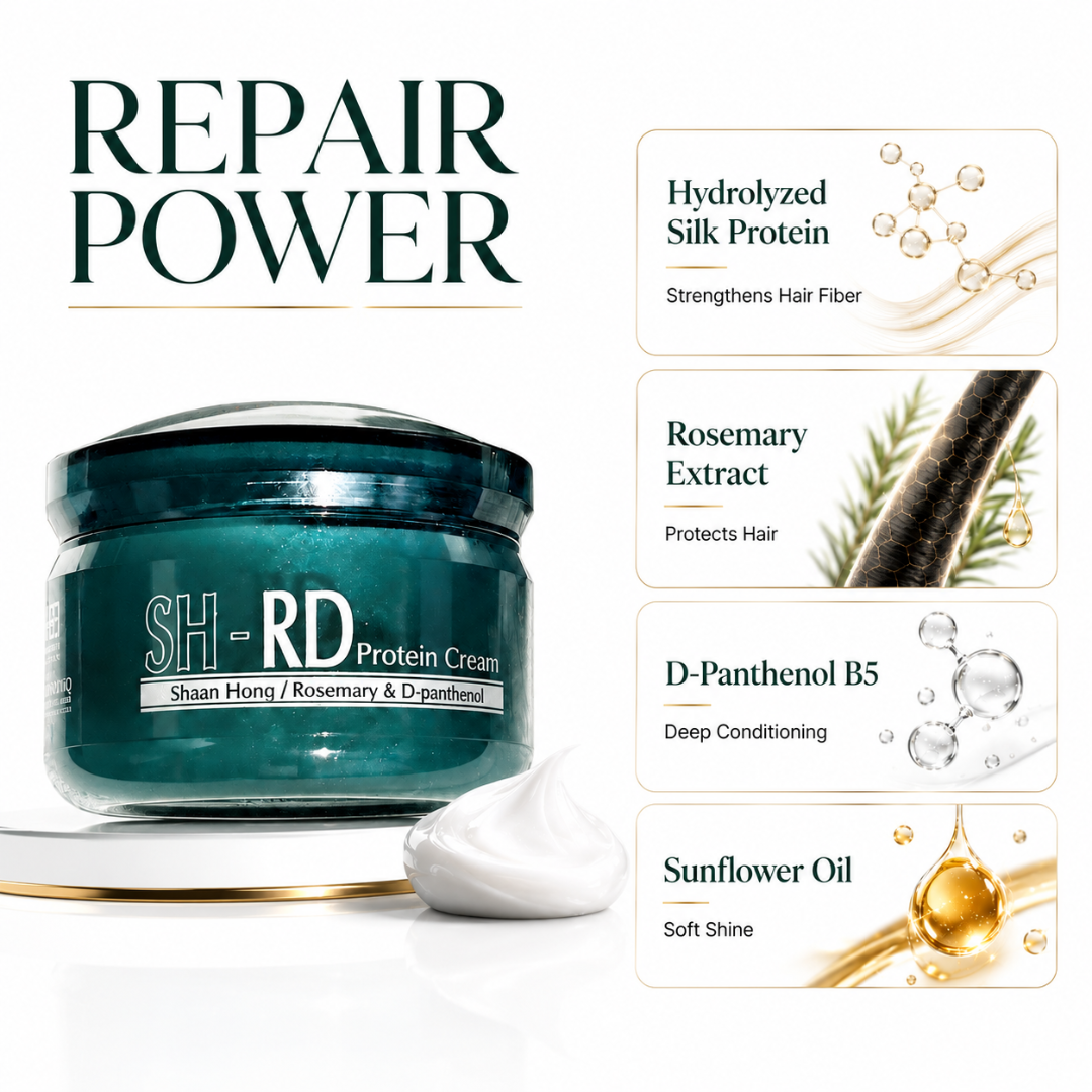 SH-RD Protein Cream – Repair Damaged Hair – Salon Secret for Silky Smooth Strands – With Rosemary & D-Panthenol – Frizz Control, Heat Protection (450°F) & Deep Conditioning – For Dry, Damaged, Frizzy Hair
