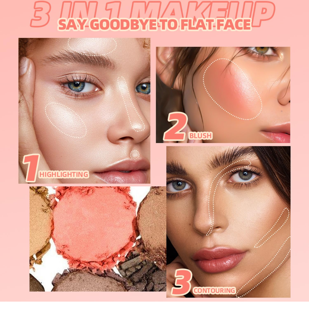 STAZE 3-in-1 Mini Glow Palette | Concealer + Blush + Highlighter | Pocket-Sized All-in-One Makeup Stack