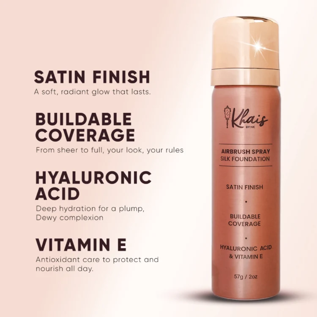 Spray Foundation By khais by NK - Full Coverage, Waterproof, 24H Stay Fresg & Glowy