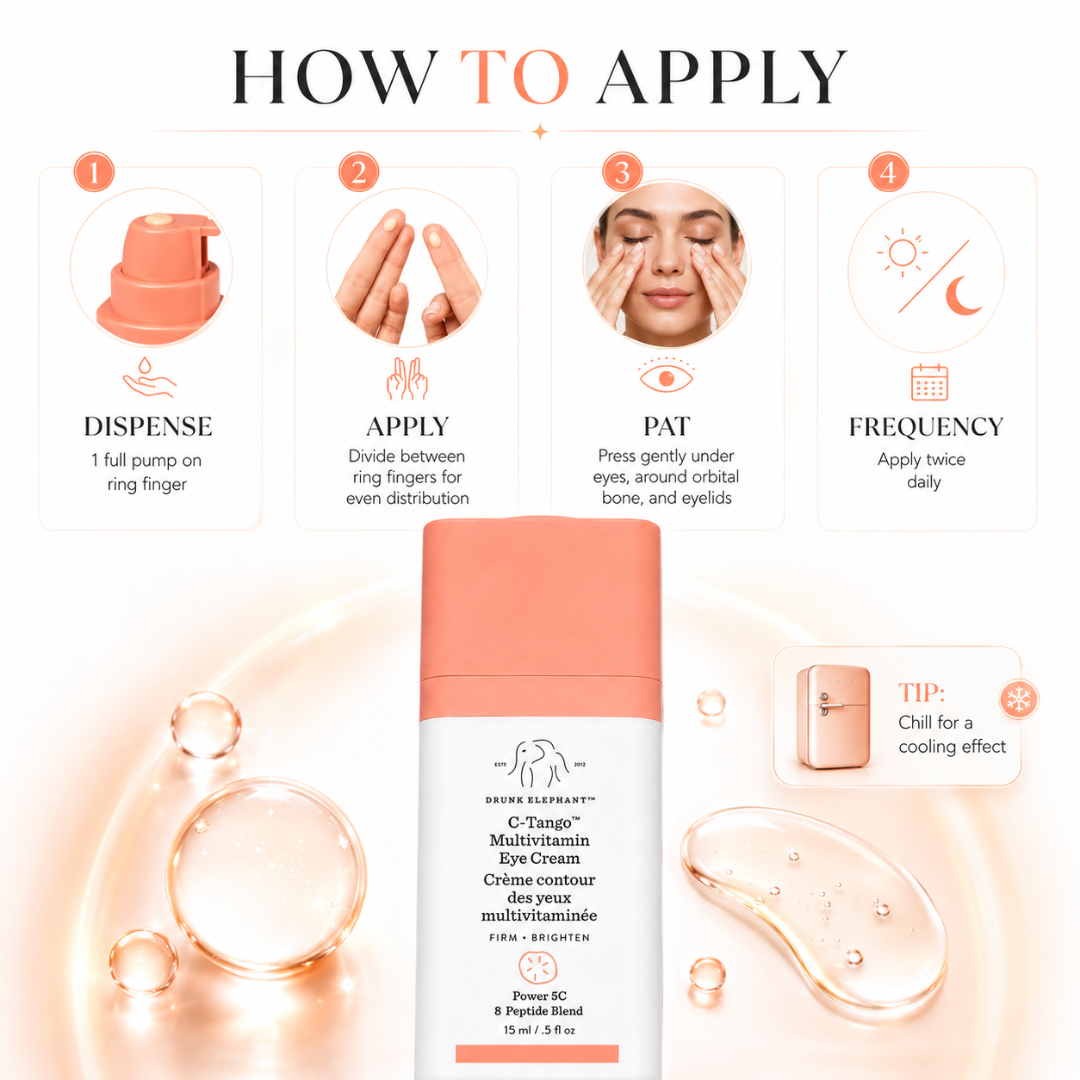 Drunk Elephant C-Tango Multivitamin Eye Cream – Brighten, Firm & Rebuild Your Under-Eyes – With Power 5C Vitamin Complex & 8-Peptide Blend – Reduces Dark Circles, Smooths Fine Lines & Firms Delicate Skin – Clean, Cruelty-Free