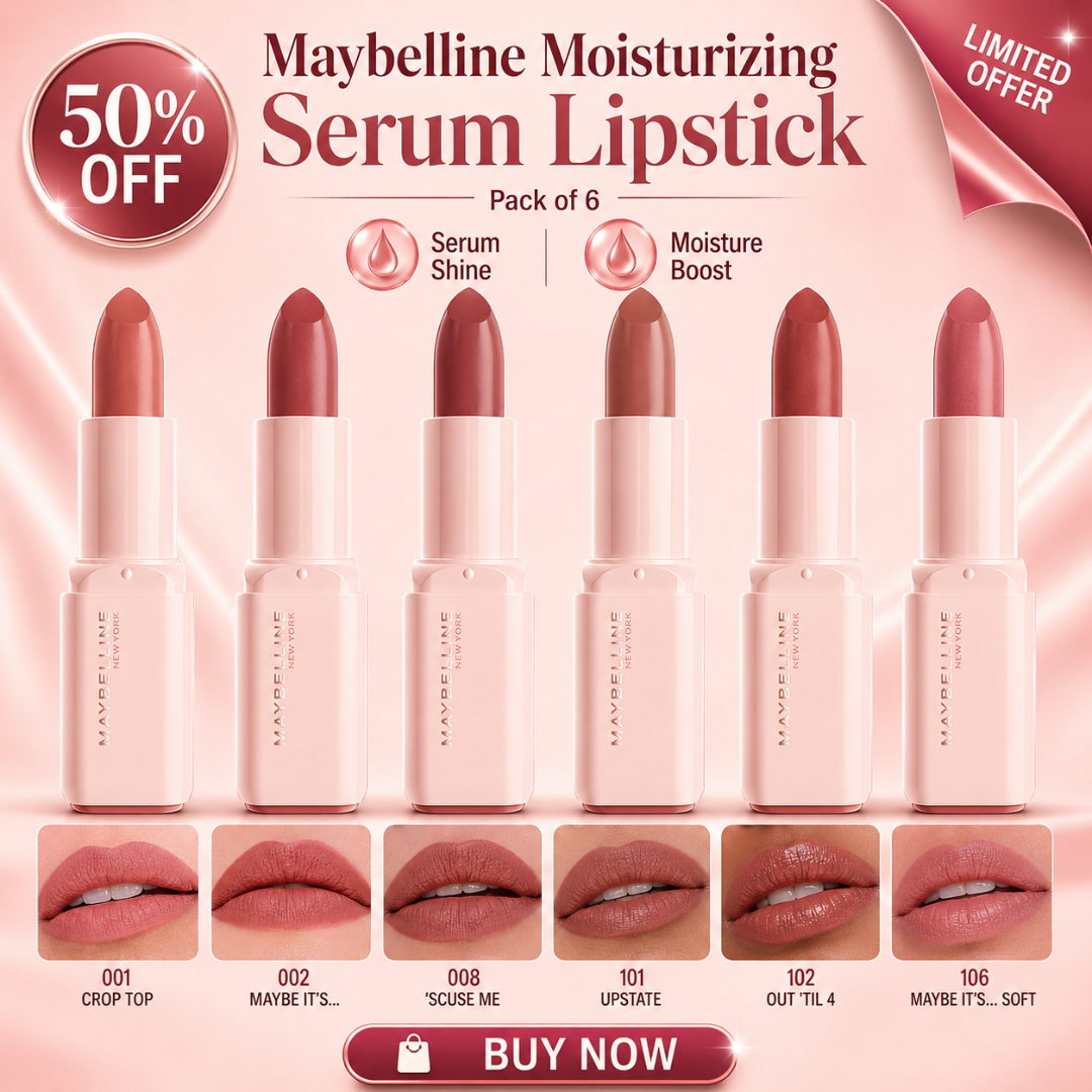 Maybelline Moisturizing Serum Lipstick – Serum Shine, Moisture Boost – Hydrating Color That Lasts – Infused with Serum – Long-Lasting, Moisturizing Lip Color