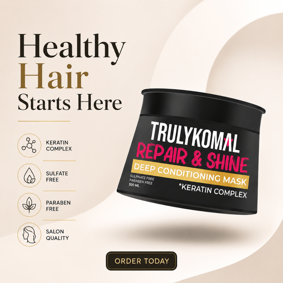 Truly Komal Repair & Shine Deep Conditioning Mask – 50% OFF – Repair Damaged Hair in Just 10 Minutes – With Keratin Complex – Deep Conditioning, Frizz Control & Salon Shine