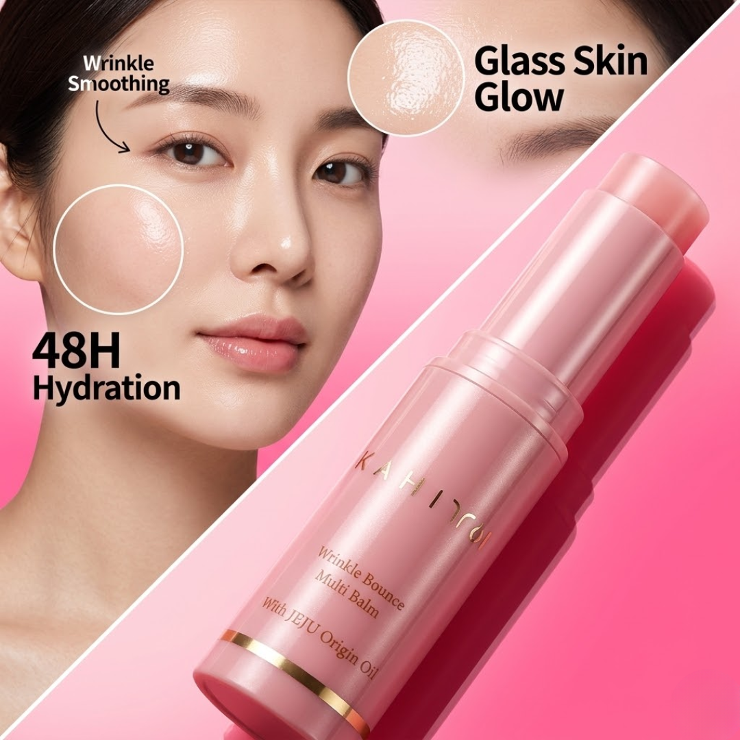 Kahi Wrinkle Bounce Multi Balm Stick | 48-Hour Hydration, Collagen Stimulation & Instant Glass Skin Glow with Jeju Origin Oil