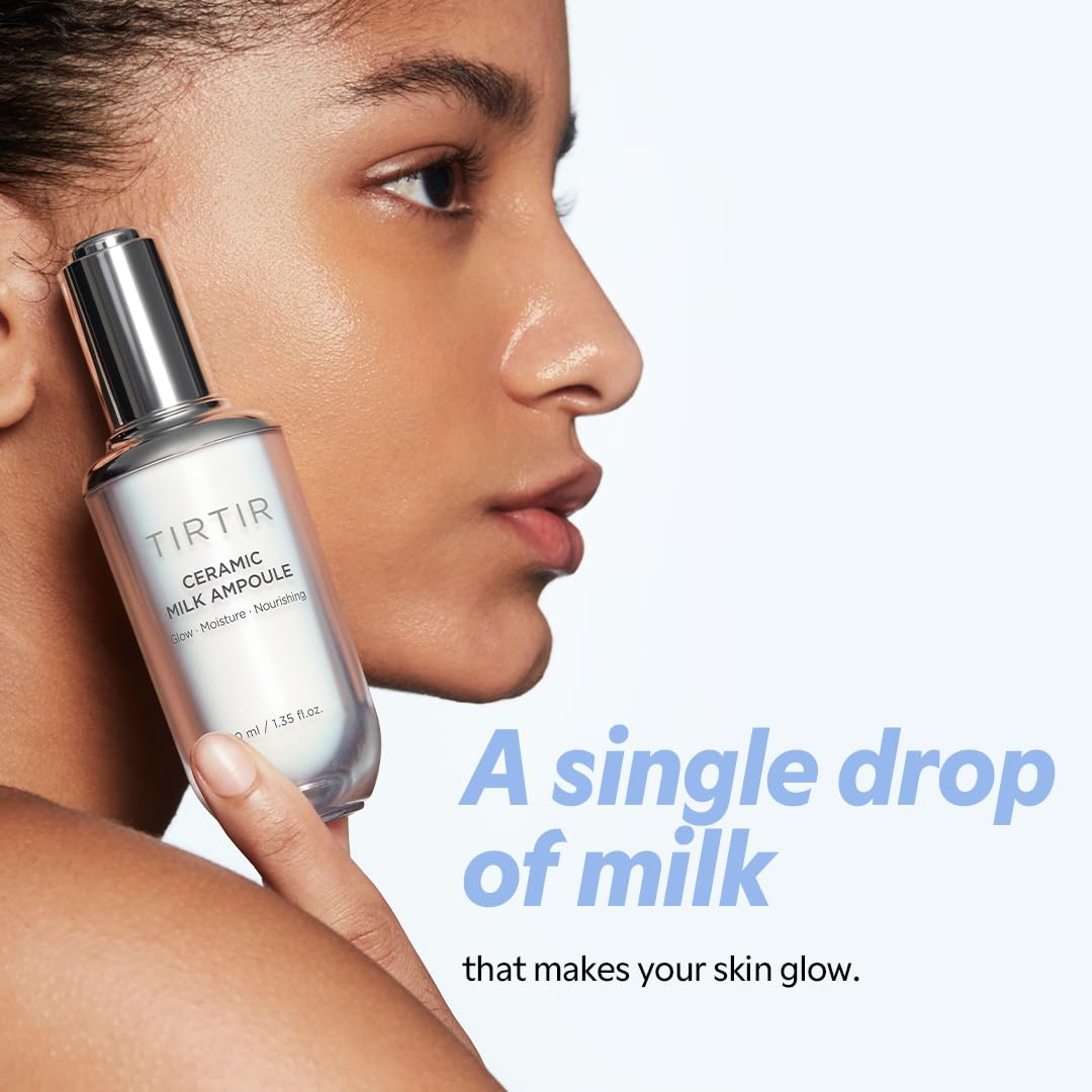 TIRTIR Ceramic Milk Ampoule | 6 Ceramides + Plant-Based Milk for Instant Glass Skin Glow | 50-Hour Deep Hydration & Barrier Strengthening