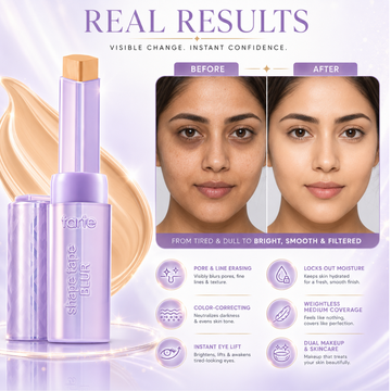 tarte Shape Tape BLUR Stick – Weightless Coverage, Pore Blur & Instant Brightening – Creamy Lightweight Texture, Soft Focus Pore Blur – Hydrating & Smooth Finish