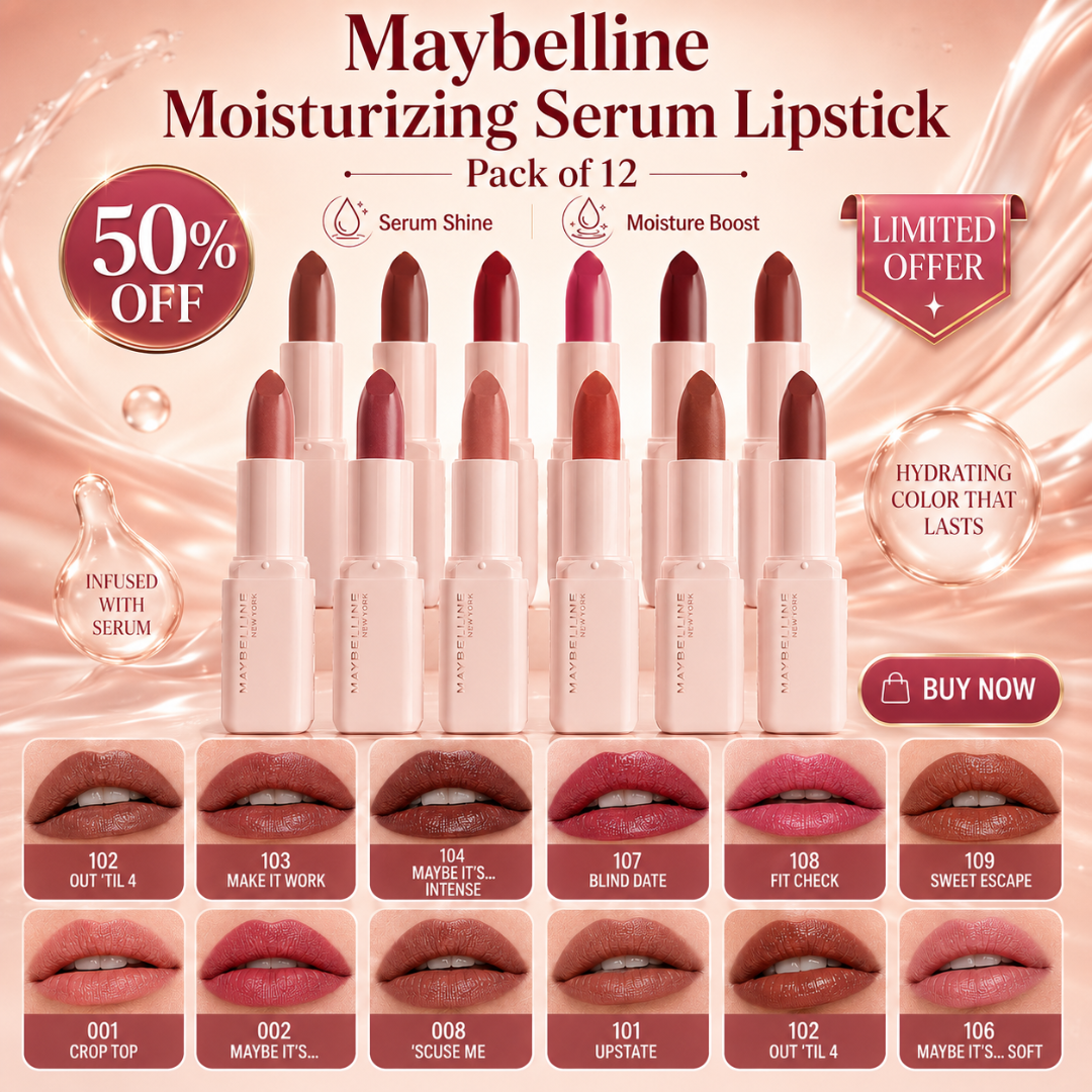 Maybelline Moisturizing Serum Lipstick – Serum Shine, Moisture Boost – Hydrating Color That Lasts – Infused with Serum – Long-Lasting, Moisturizing Lip Color