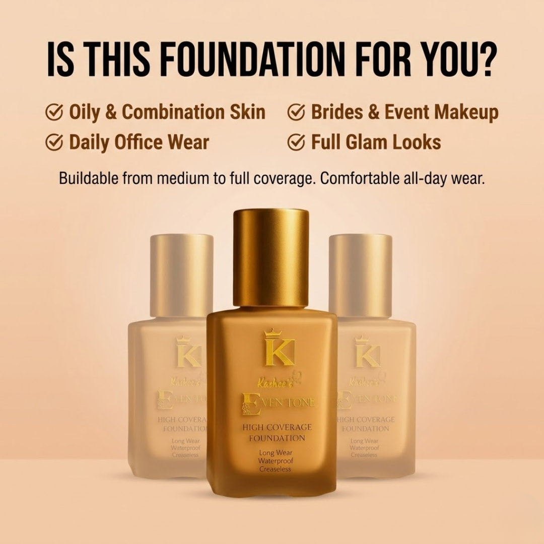 Kashe's Flawless Look Trio Bundle | High Coverage Foundation, Blush Highlighter & Glass Lips | Waterproof & Long-Lasting
