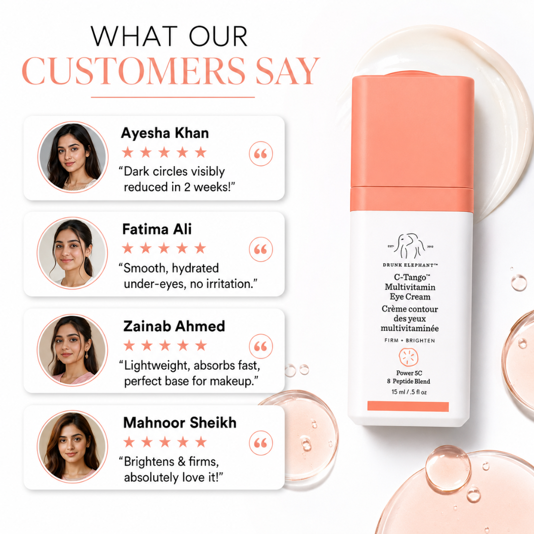 Drunk Elephant C-Tango Multivitamin Eye Cream – Brighten, Firm & Rebuild Your Under-Eyes – With Power 5C Vitamin Complex & 8-Peptide Blend – Reduces Dark Circles, Smooths Fine Lines & Firms Delicate Skin – Clean, Cruelty-Free