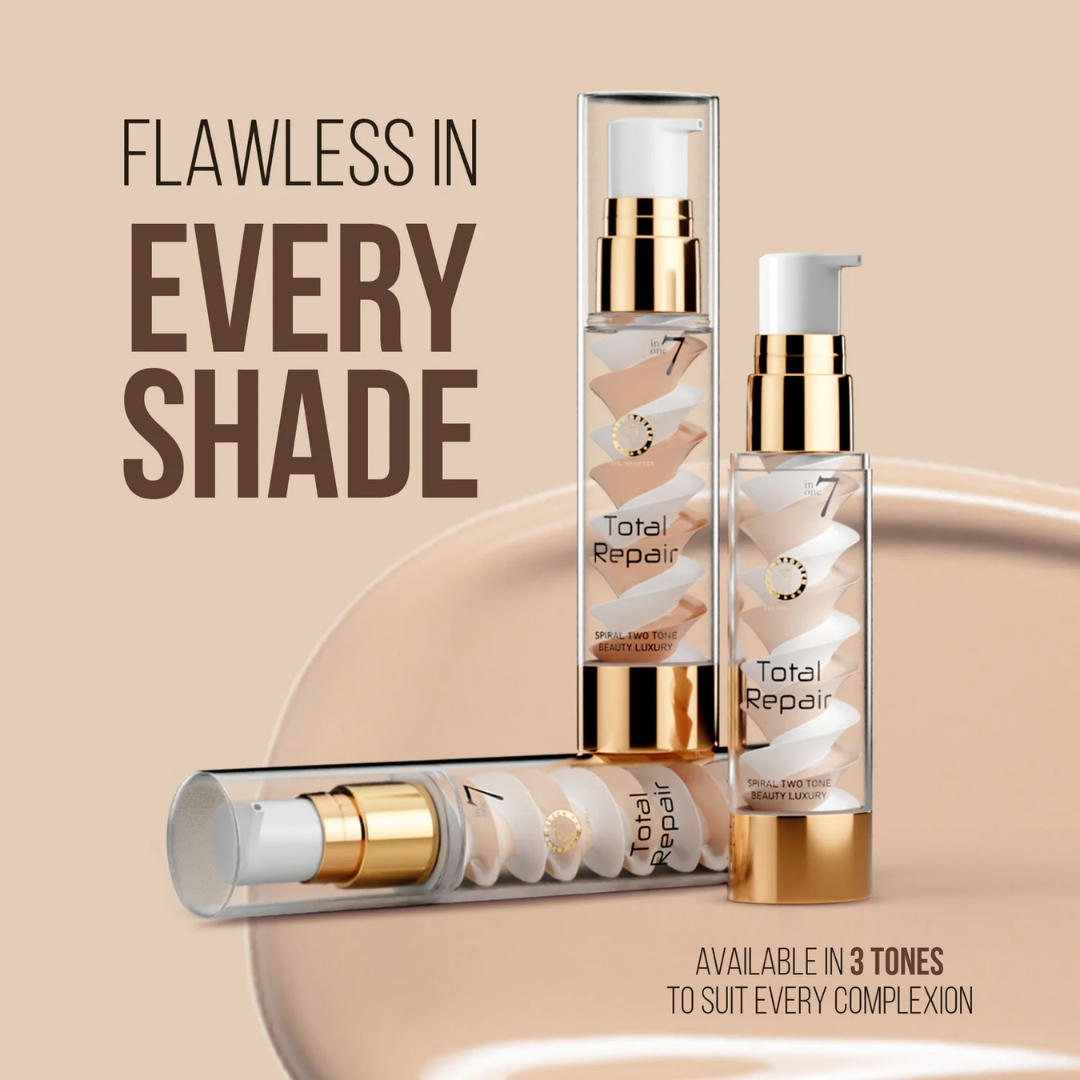 COLORS QUEEN Total Repair 7-in-1 Foundation | CC Cream + Primer + Concealer + Sunblock SPF 30 + Moisturizer + Anti-Aging + Anti-Shine