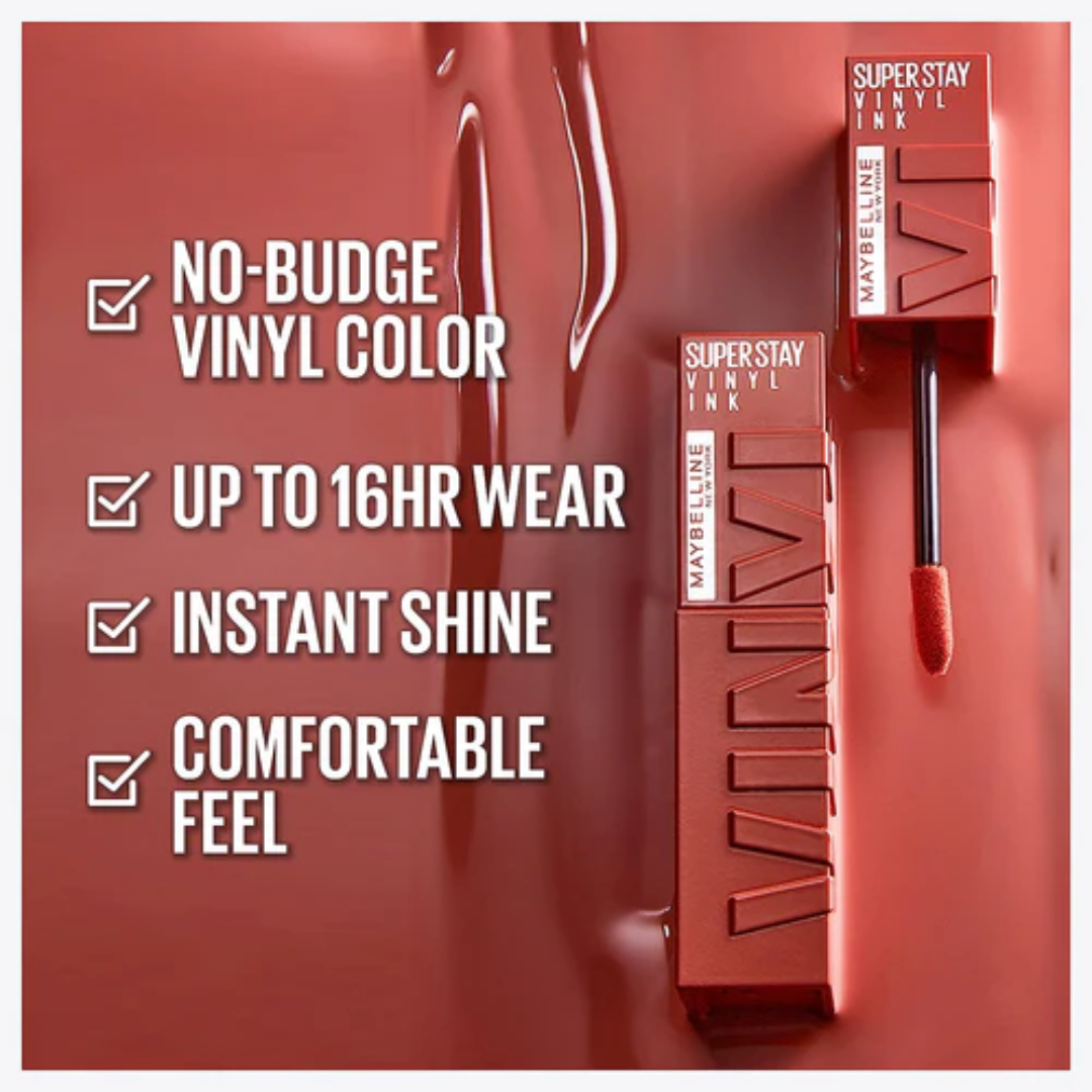 Maybelline SuperStay Vinyl Ink | Longwear Liquid Lipstick | High-Shine, Transfer-Proof Color
