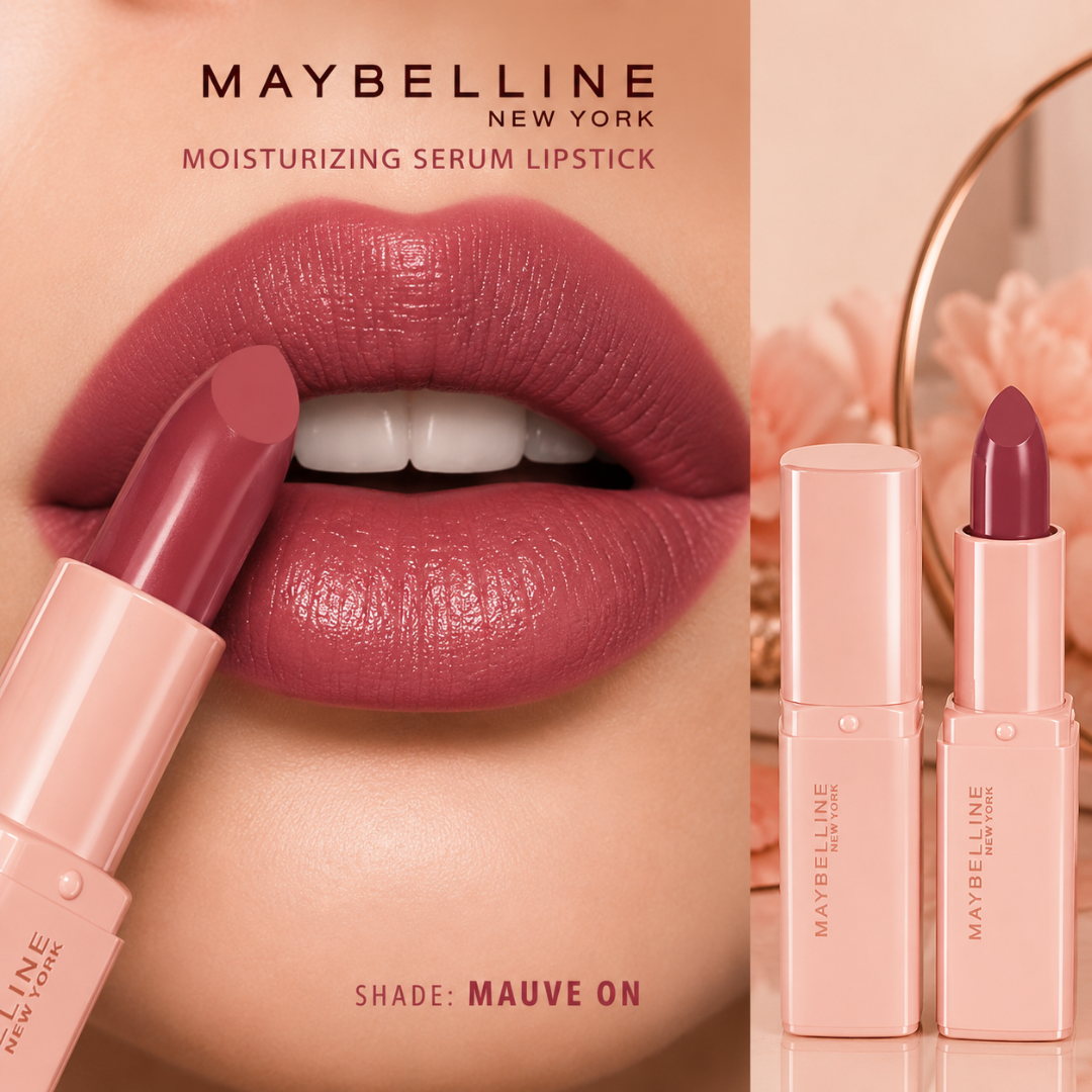 Maybelline Moisturizing Serum Lipstick – Serum Shine, Moisture Boost – Hydrating Color That Lasts – Infused with Serum – Long-Lasting, Moisturizing Lip Color