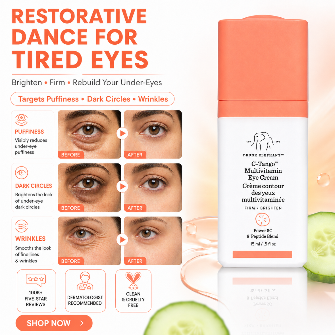 Drunk Elephant C-Tango Multivitamin Eye Cream – Brighten, Firm & Rebuild Your Under-Eyes – With Power 5C Vitamin Complex & 8-Peptide Blend – Reduces Dark Circles, Smooths Fine Lines & Firms Delicate Skin – Clean, Cruelty-Free
